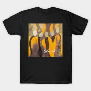 Women in Gray and Gold T-Shirt